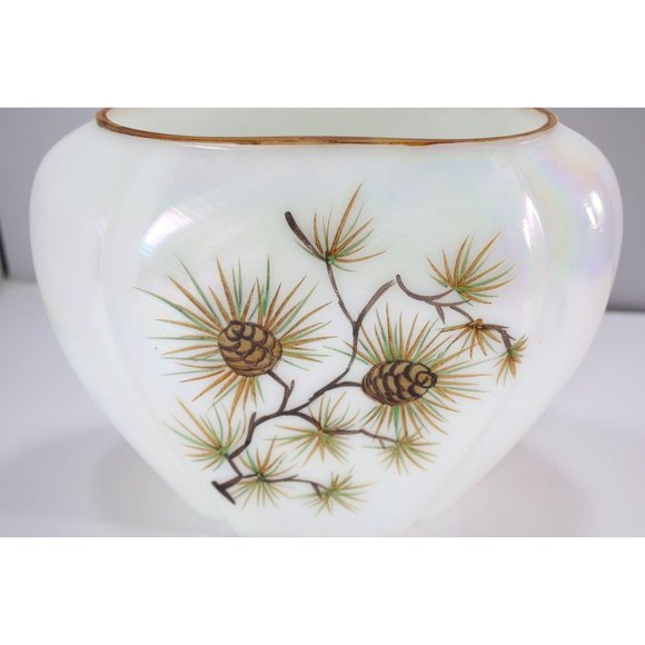 Consolidated Glass Pinecone Vase Con Cora Iridescent Hand Painted Vintage 89079 - Picture 3 of 7